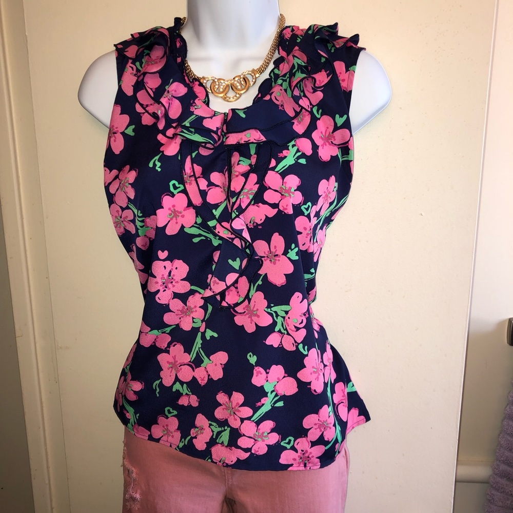 Lilly Pulitzer floral sleeveless blouse